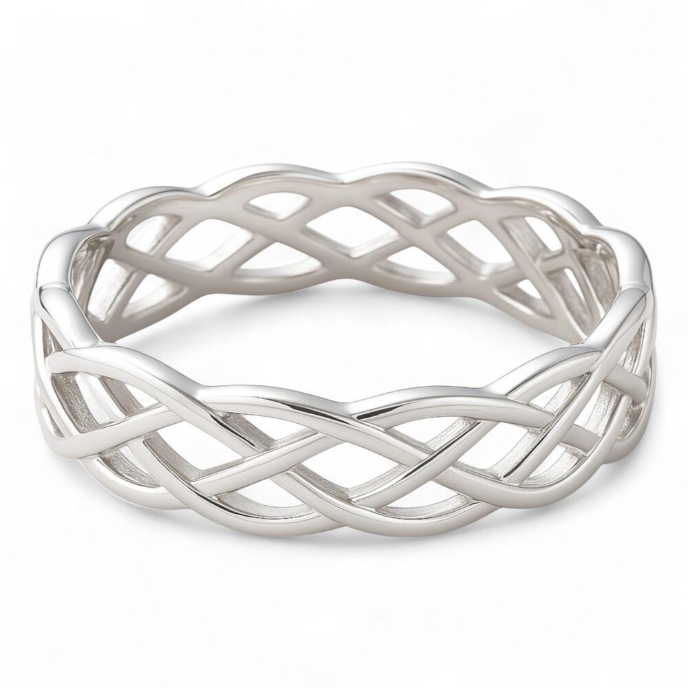 NWT Fashion Women's 925 Sterling Silver Celtic Knot Band Ring